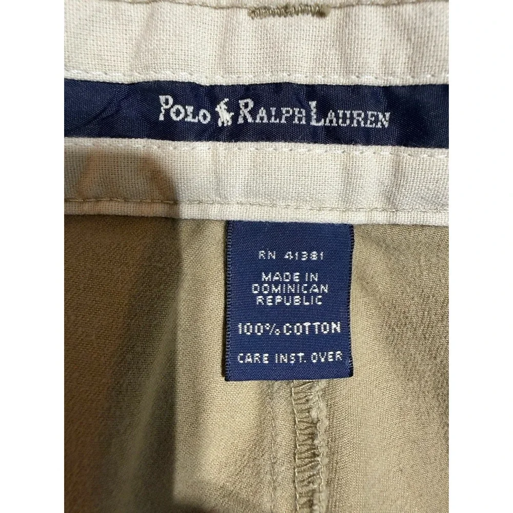 Vintage Polo Ralph Lauren Chino Mens 35x32 Khaki Pleated Pants 100% Cotton